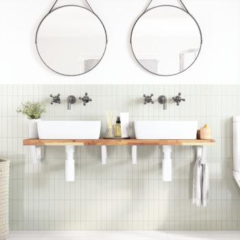 Waschbeckenregal Wandmontage Stahl und Akazienholz