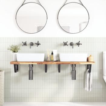 Waschbeckenregal Wandmontage Stahl und Akazienholz