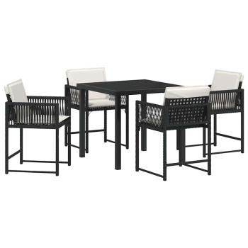 ARDEBO.de - Garten Essgruppe 5 pcs Schwarz Poly-Rattan
