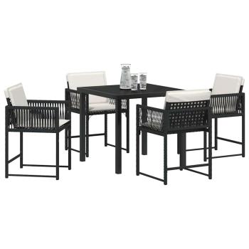 Garten Essgruppe 5 pcs Schwarz Poly-Rattan