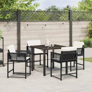 Garten Essgruppe 5 pcs Schwarz Poly-Rattan