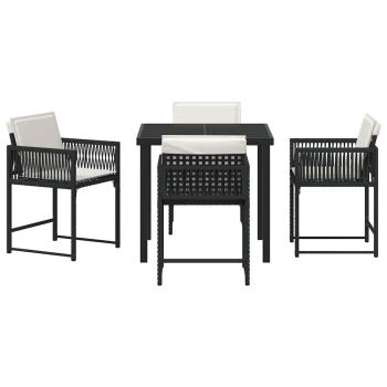 Garten Essgruppe 5 pcs Schwarz Poly-Rattan