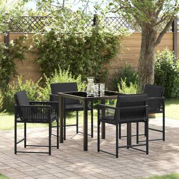 ARDEBO.de - Garten Essgruppe 5 pcs Schwarz Poly-Rattan