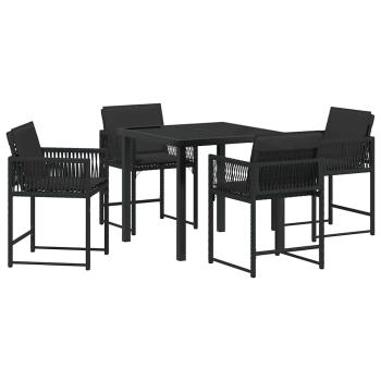 Garten Essgruppe 5 pcs Schwarz Poly-Rattan