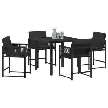 Garten Essgruppe 5 pcs Schwarz Poly-Rattan