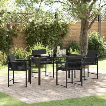 ARDEBO.de - Garten Essgruppe 5 pcs Schwarz Poly-Rattan