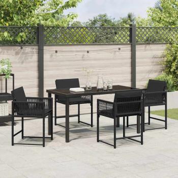 Garten Essgruppe 5 pcs Schwarz Poly-Rattan