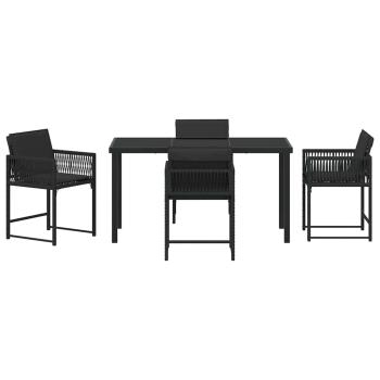 Garten Essgruppe 5 pcs Schwarz Poly-Rattan