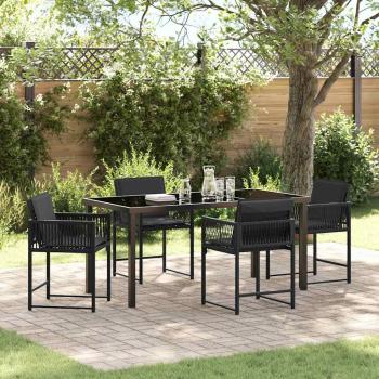 ARDEBO.de - Garten Essgruppe 5 pcs Schwarz Poly-Rattan