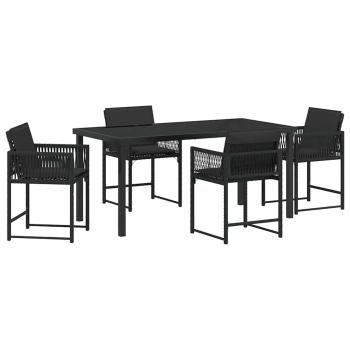 Garten Essgruppe 5 pcs Schwarz Poly-Rattan
