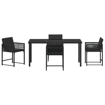 Garten Essgruppe 5 pcs Schwarz Poly-Rattan