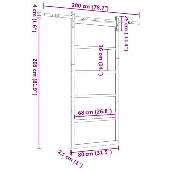 Schiebetür Braun 80 x 208 cm Massivholz Kiefer