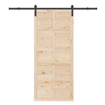 Schiebetür Braun 90 x 208 cm Massivholz Kiefer