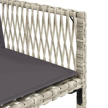 5-tlg. Garten-Essgruppe mit Kissen Hellgrau Poly Rattan