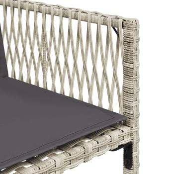 15-tlg. Garten-Essgruppe mit Kissen Hellgrau Poly Rattan