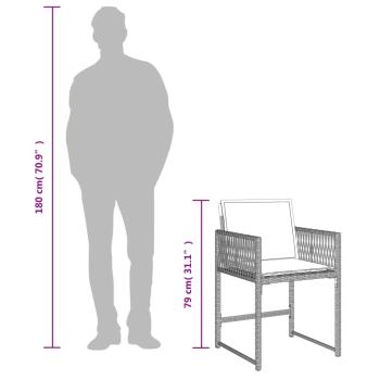 13-tlg. Garten-Essgruppe mit Kissen Hellgrau Poly Rattan