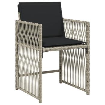 9-tlg. Garten-Essgruppe mit Kissen Hellgrau Poly Rattan