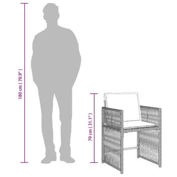 9-tlg. Garten-Essgruppe mit Kissen Hellgrau Poly Rattan