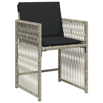13-tlg. Garten-Essgruppe mit Kissen Hellgrau Poly Rattan