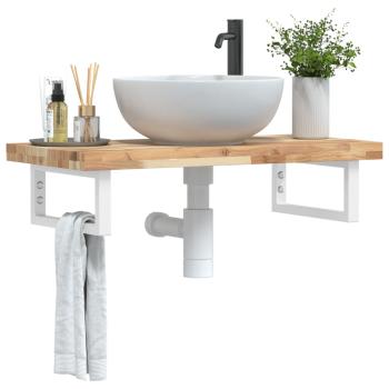 ARDEBO.de - Waschbeckenregal Wandmontage Stahl und Akazienholz