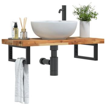 ARDEBO.de - Waschbeckenregal Wandmontage Stahl und Akazienholz