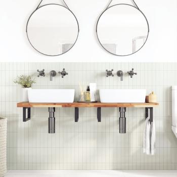 Waschbeckenregal Wandmontage Stahl und Akazienholz