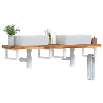 ARDEBO.de - Waschbeckenregal Wandmontage Stahl und Akazienholz
