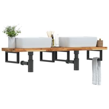 ARDEBO.de - Waschbeckenregal Wandmontage Stahl und Akazienholz