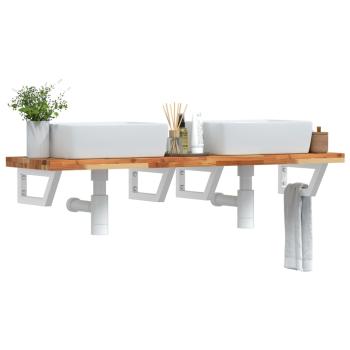 ARDEBO.de - Waschbeckenregal Wandmontage Stahl und Akazienholz