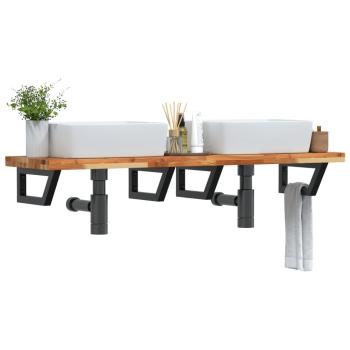 ARDEBO.de - Waschbeckenregal Wandmontage Stahl und Akazienholz