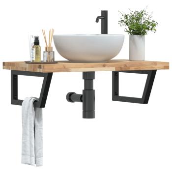 ARDEBO.de - Waschbeckenregal Wandmontage Stahl und Akazienholz