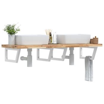 ARDEBO.de - Waschbeckenregal Wandmontage Stahl und Akazienholz