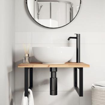 Waschbeckenregal Wandmontage Stahl und Akazienholz