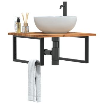 ARDEBO.de - Waschbeckenregal Wandmontage Stahl und Akazienholz