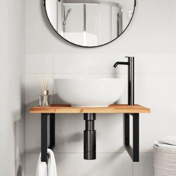 Waschbeckenregal Wandmontage Stahl und Akazienholz