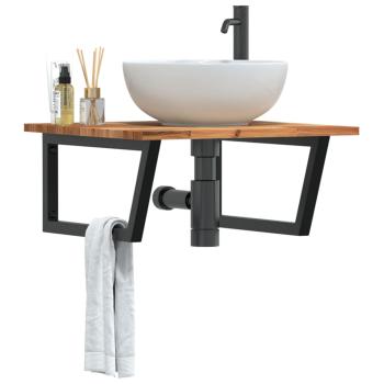 ARDEBO.de - Waschbeckenregal Wandmontage Stahl und Akazienholz