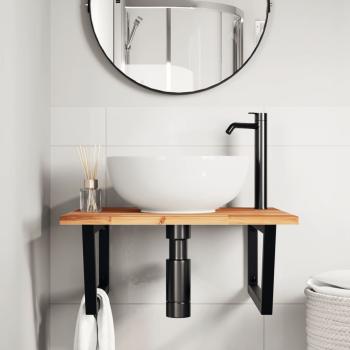 Waschbeckenregal Wandmontage Stahl und Akazienholz