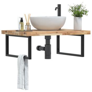 ARDEBO.de - Waschbeckenregal Wandmontage Stahl und Akazienholz