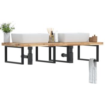 ARDEBO.de - Waschbeckenregal Wandmontage Stahl und Akazienholz