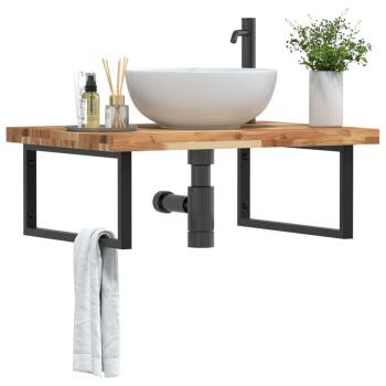 ARDEBO.de - Waschbeckenregal Wandmontage Stahl und Akazienholz