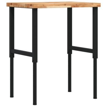 ARDEBO.de - Werkbank 80x60x(73-99,5) cm Massivholz Akazie Rechteckig