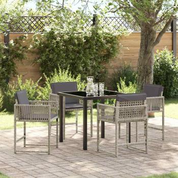 ARDEBO.de - Garten Essgruppe 5 pcs Hellgrau Poly-Rattan