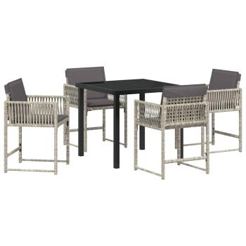 Garten Essgruppe 5 pcs Hellgrau Poly-Rattan