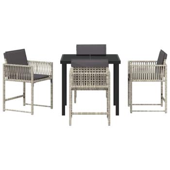 Garten Essgruppe 5 Stk. Hellgrau Poly-Rattan
