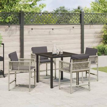 Garten Essgruppe 5 pcs Hellgrau Poly-Rattan