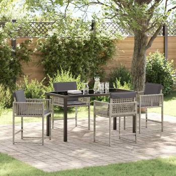 ARDEBO.de - Garten Essgruppe 5 pcs Hellgrau Poly-Rattan