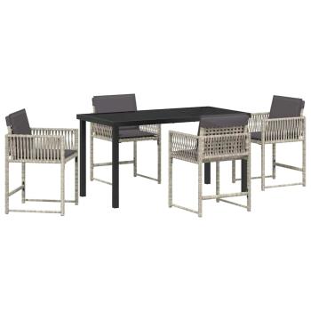Garten Essgruppe 5 pcs Hellgrau Poly-Rattan