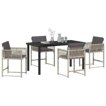 Garten Essgruppe 5 pcs Hellgrau Poly-Rattan