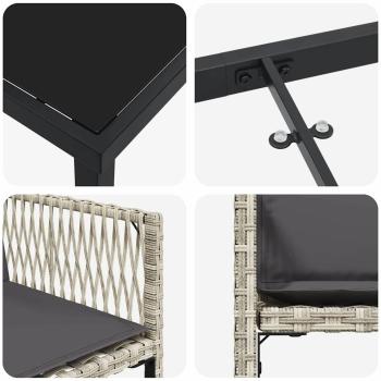 Garten Essgruppe 5 pcs Hellgrau Poly-Rattan