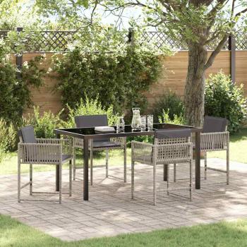 ARDEBO.de - Garten Essgruppe 5 pcs Hellgrau Poly-Rattan